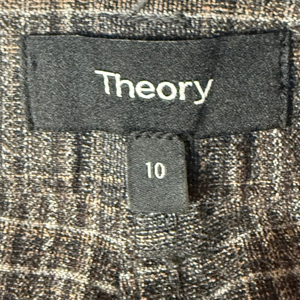 Theory Pants Womens 10 Brown Auburn Plaid Straight Wool Trousers Career Workwear - Picture 3 of 13